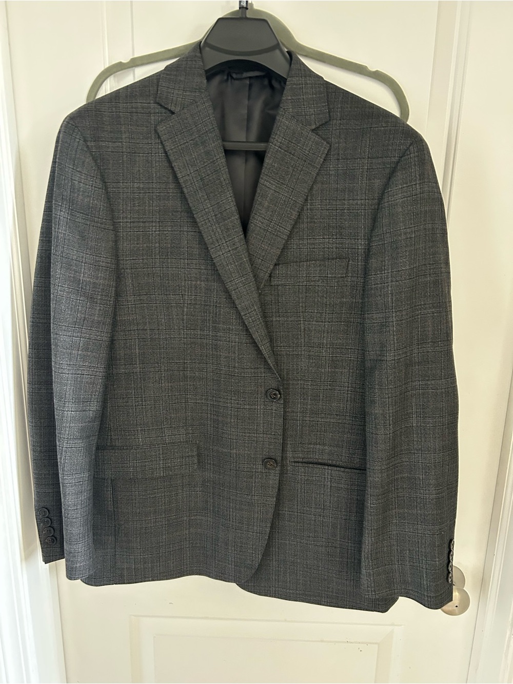 Chaps Charcoal Gray Plaid Two-Button Sport Coat